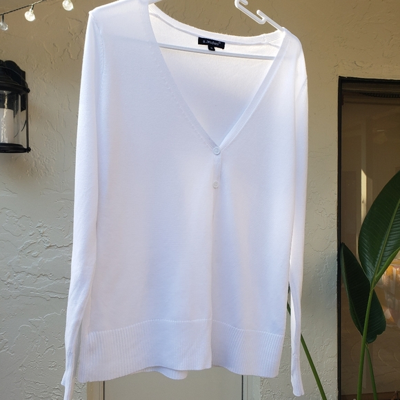New long line white  Button-down cardigan sweater S - Picture 1 of 3